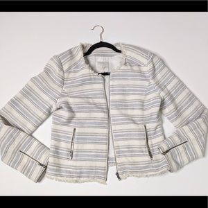 Joie Tweed Fringe Trim Jacket Large